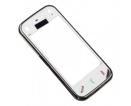 Тачскрін (сенсор) для Nokia N97, білий, з передньою панеллю сріблястого кольору